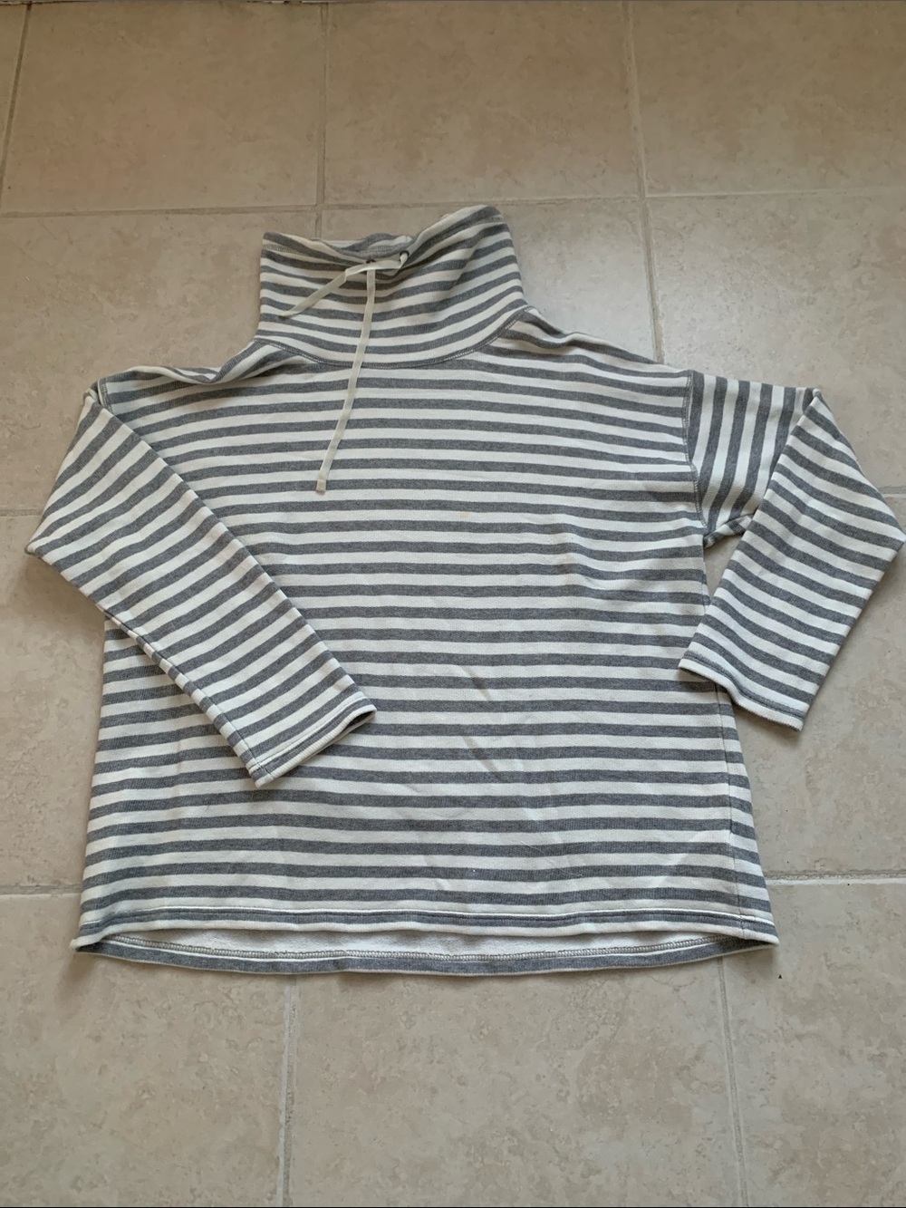 Chaps Cream & Gray Striped Pullover